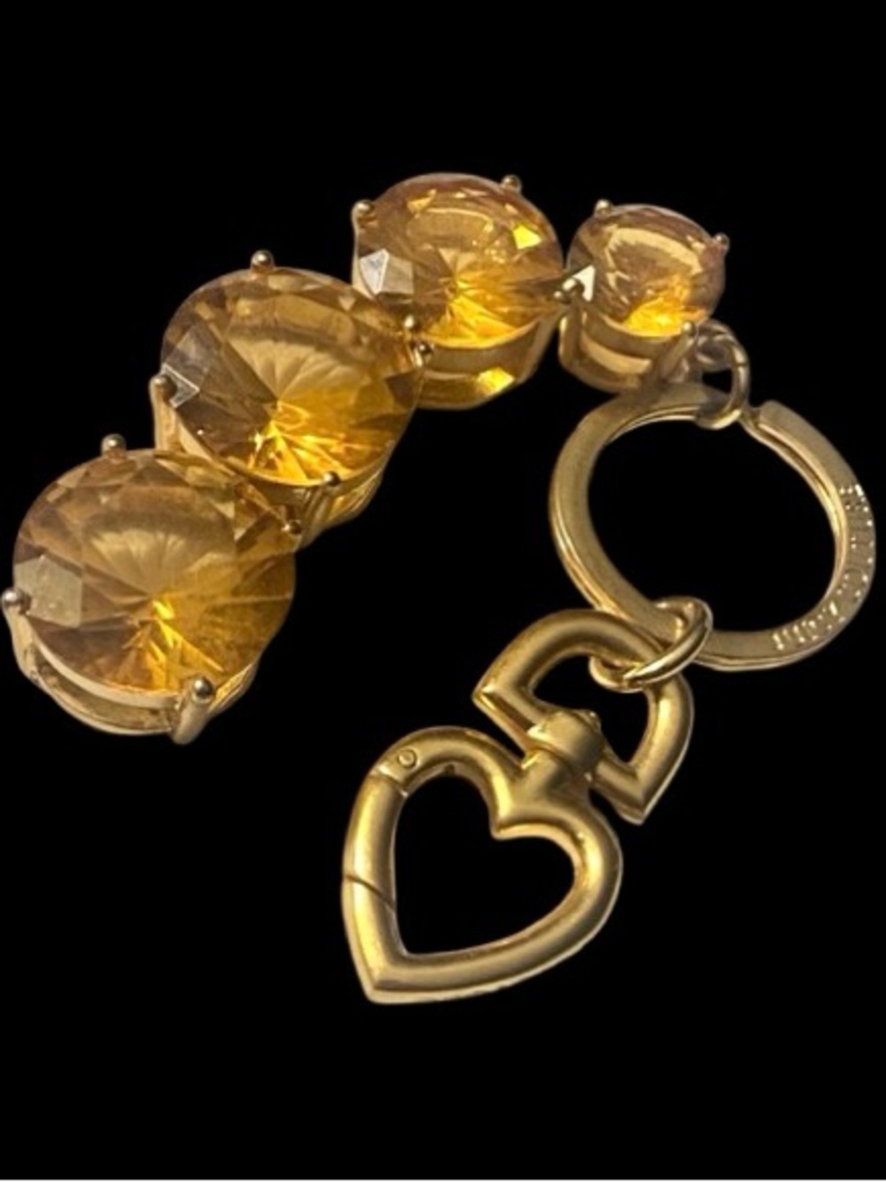Vtg Y2K Juicy Couture Purse Bag Key Chain Ring Charm Heart With XL Rhinestones